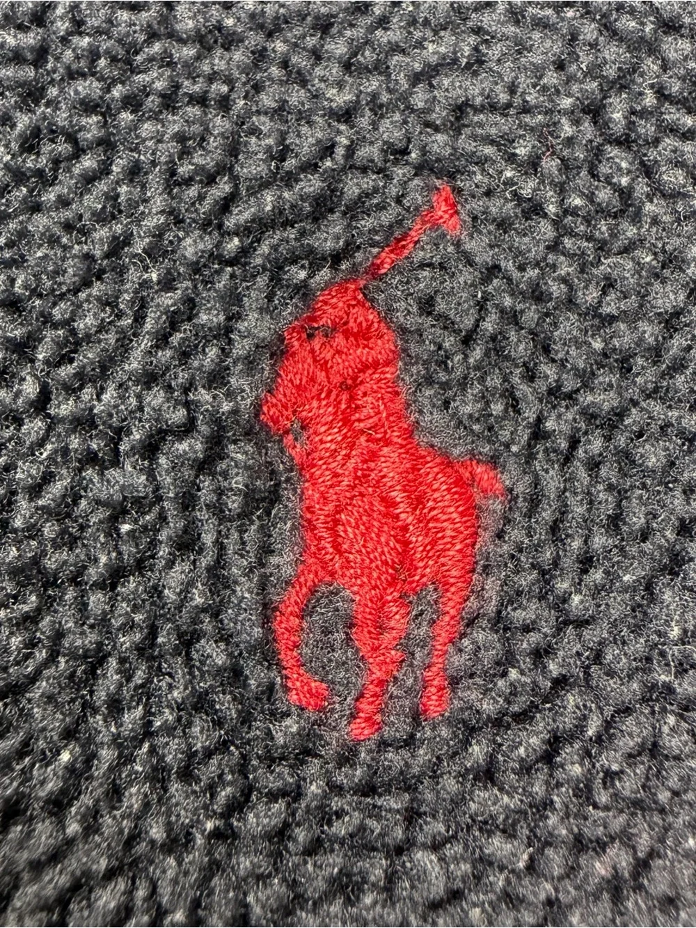 Polo by Ralph Lauren Navy Quarter-Zip Fleece with Red Contrast Collar